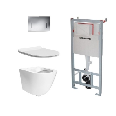 Комплект с подвесным унитазом Sfera, универсальным сиденьем и кнопкой управления хром-глянец Комплект с подвесным унитазом Sfera, универсальным сиденьем и кнопкой управления хром-глянец