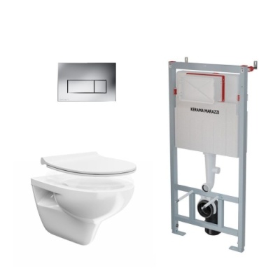 Комплект с подвесным унитазом XPRO, сиденьем XPRO slim и кнопкой управления хром-глянец Комплект с подвесным унитазом XPRO, сиденьем XPRO slim и кнопкой управления хром-глянец